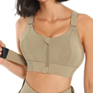 Women Sport Bra Tights Crop Top Yoga Vest Front Zipper Plus Size Adjustable Strap Shockproof Sportswear Gym Fitness Athletic Bra
