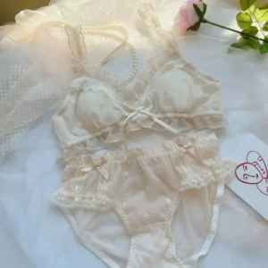 Japanese princess-style underwear, teenage lace, pure and sweet bra, light and romantic, pure white bra set