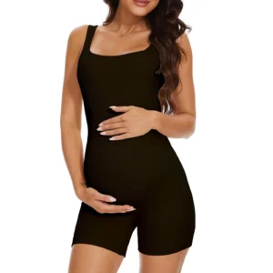 Maternity Jumpsuits For Women Summer Belly Tight Overalls Pregnant Shapewear Seamless Tank Top Rompers Sleeveless Short Jumpsuit