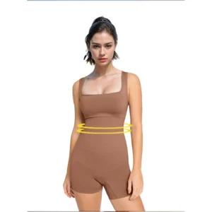 Shorts Bodysuit for Women Tummy Control Shapewear Seamless Sexy Butt Lifting Workout Bodycon One Piece Short COFFEE