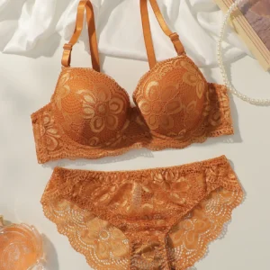 Lace daily solid color set gathers and lifts sexy lingerie 2-piece set, women's lingerie new product A2123