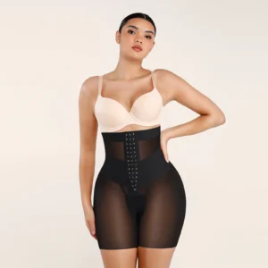 Women High Waist Mesh Breathable Shorts belly High Compression Corset 9 Steel Bones Butt Lifting Waist Trainer Wholesale Shaper