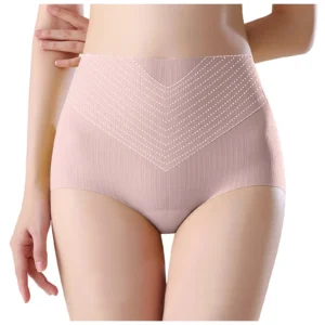 High Waist Panties for Women Women Plain Jacquard Hip Lift Belt Shaping Silk Crotch Briefs Cover Belly Antibacterial Underwear