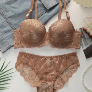 2-piece sexy lace push up bra seasonal hot selling women's underwear set with adjustable shoulder straps braissere A2123