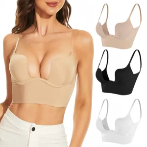 Push Up Bra Women Sexy Lingerie Backless Bras Plunge Brassiere Open Back Wedding Underwear Invisible Seamless Deep U Low Cut