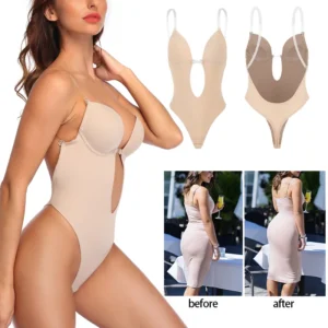 Thong Bodysuits Lingeries For Women Sexy Backless Deep V Neck Shaper COMFREE Party Invisible U Plunge Corset With Bras Shapewear