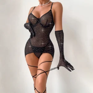 Sexy Women Lingerie Bodysuit Exotic Set For Women Mesh Sexy Teddy Universal Size Fishnet Lingerie Bodysuit With Push Up Bra