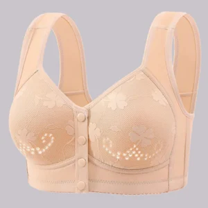 Women'S Ultra-Thin Front Button Bra Daisy Bras For Older Women Wireless Front Closure Push Up Bras Plus Size Calzones Para Mujer