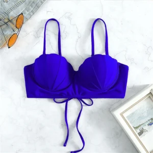 Teen Swimsuit Girls Strappy Seashell Bikini Top Swim Tops Push Up Bathing Suit Tops For Women With Girls Swimming Shorts And Top
