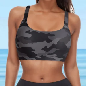 Women Sexy Swim Tummy Bikini Tops Women Lace Up Swimwear Tops Underwire Full Coverage Bikini Top Push Up Women'S Bikinis 수영복