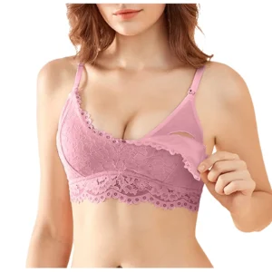 Ladies Running Gym Padded Underwear Women Lace Nursing Bra Wirefree Padded Breastfeeding Maternity Bralette Cute V Bra For Woman